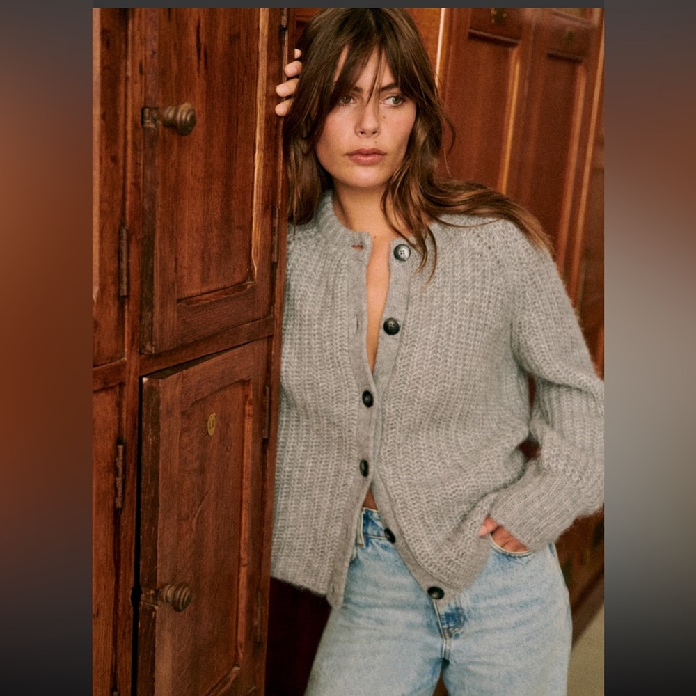COPY - Sezane Emile Cardigan in Mottled Grey size 2XL